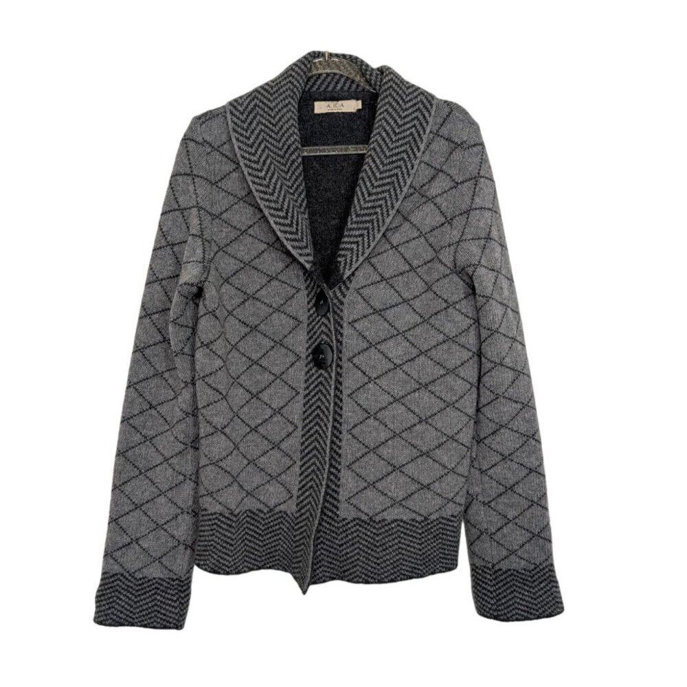 A Ida Cardigan Womens Size Large Gray Wool Blend Made in Italy 2 Button Sweater